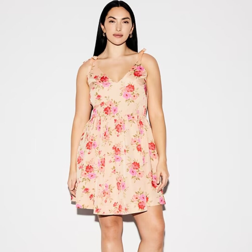 NWT Old Navy Pink Floral The Occasion by Old Navy Fit & Flare Taffeta Mini Dress